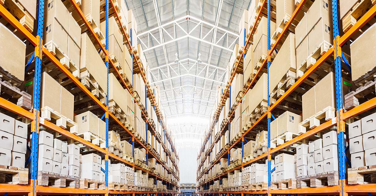 pallet rack shelving in a warehouse